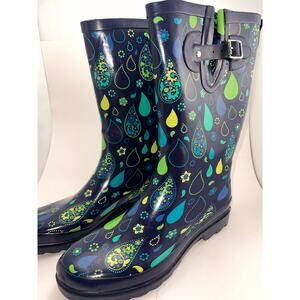 Western Chief Pouring Paisley Tall Rain Boot, EUR 41, Women's Size 11
